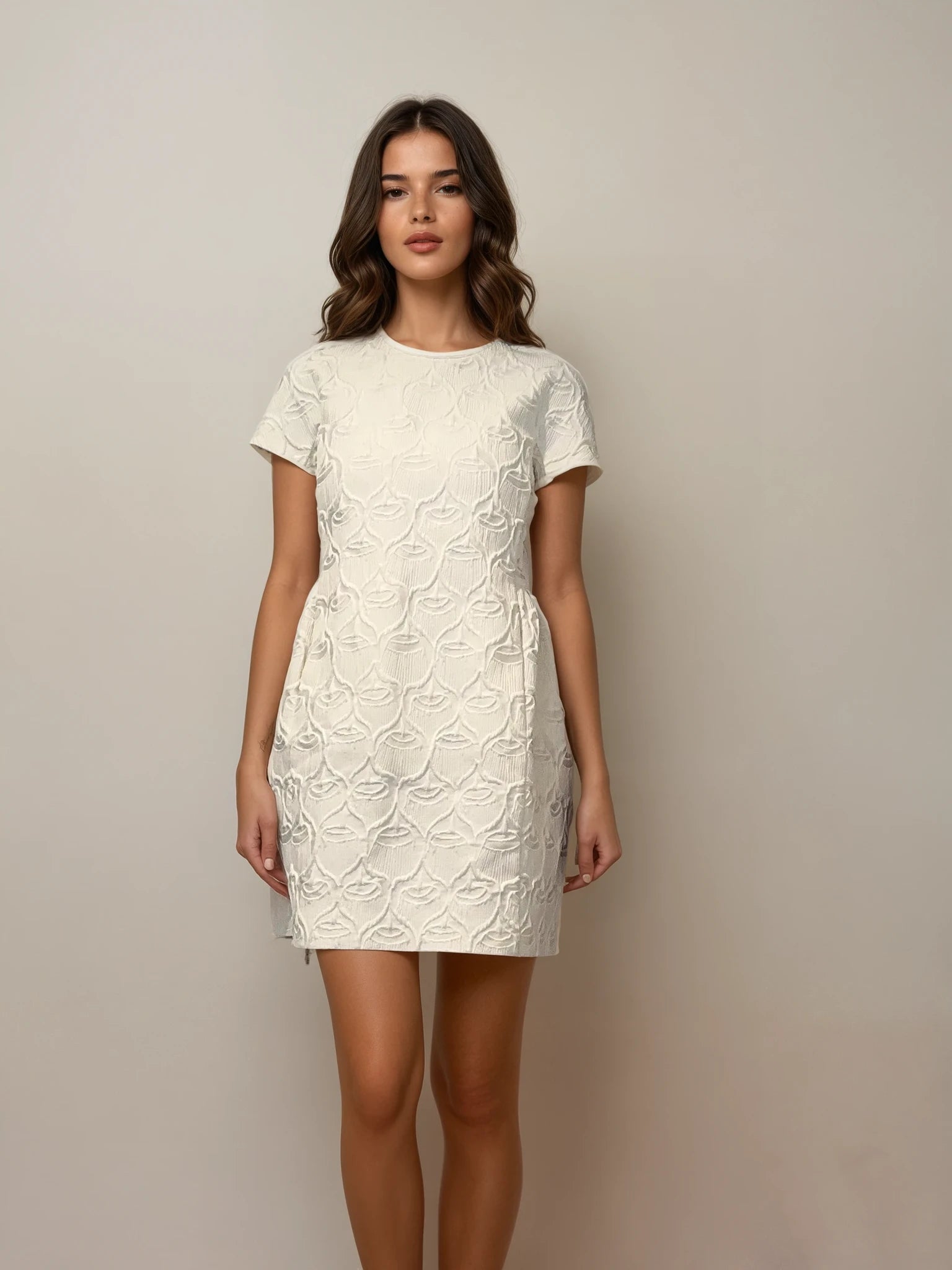 giambattista valli lace dress Giambattista Valli White Patterned Mini Dress