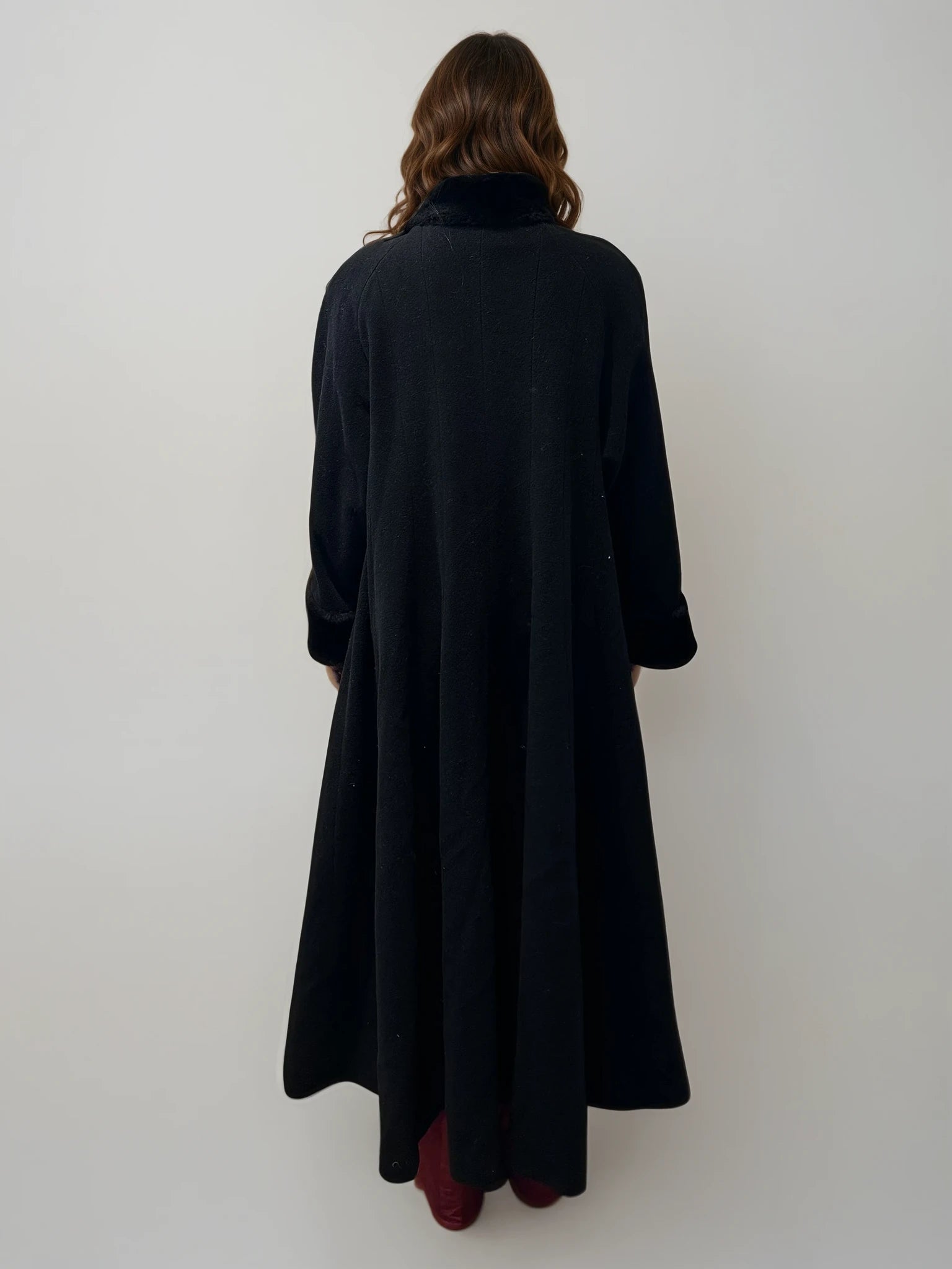 Black Fur and Wool Coat