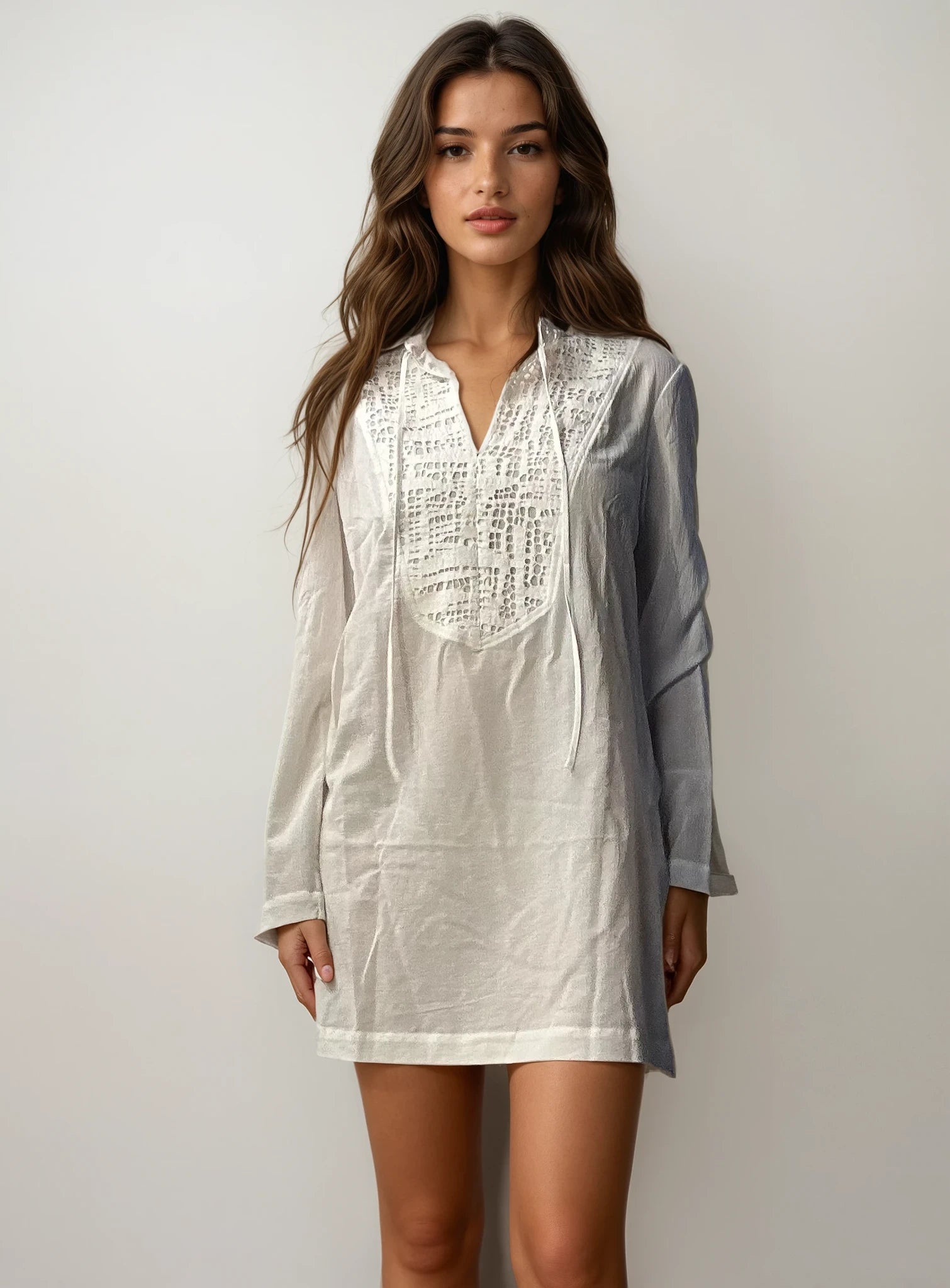 Escada White Sheer Blouse Dress