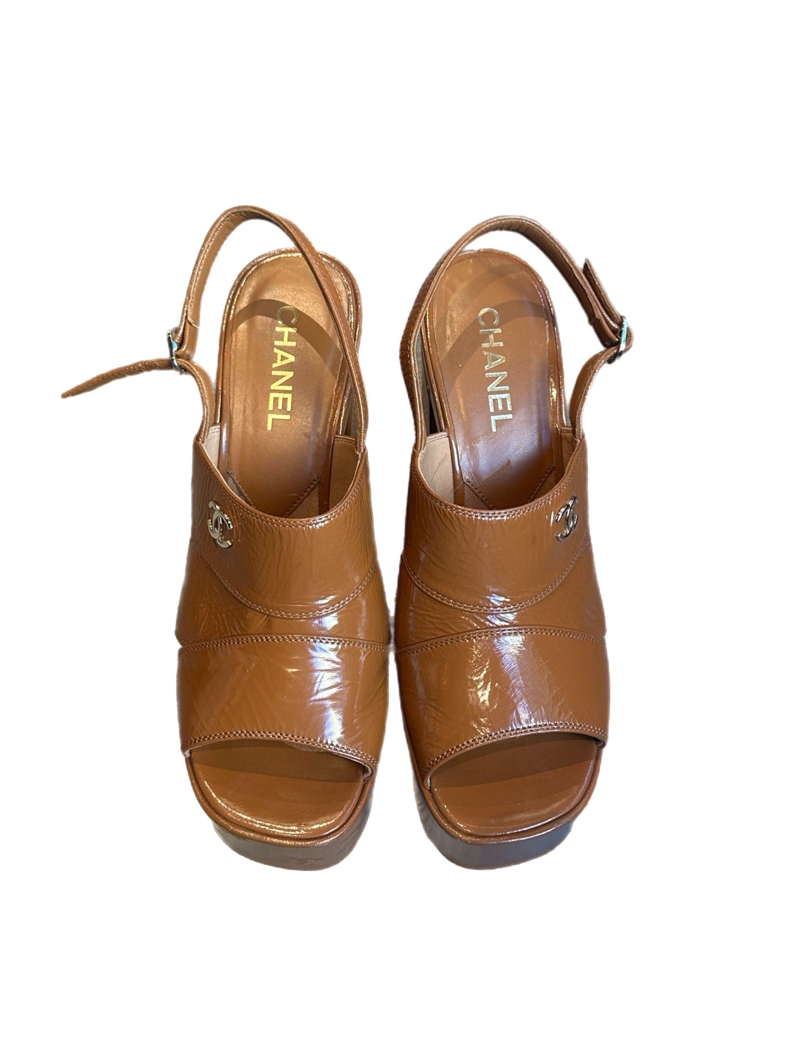 Chanel Brown Platform Sandals