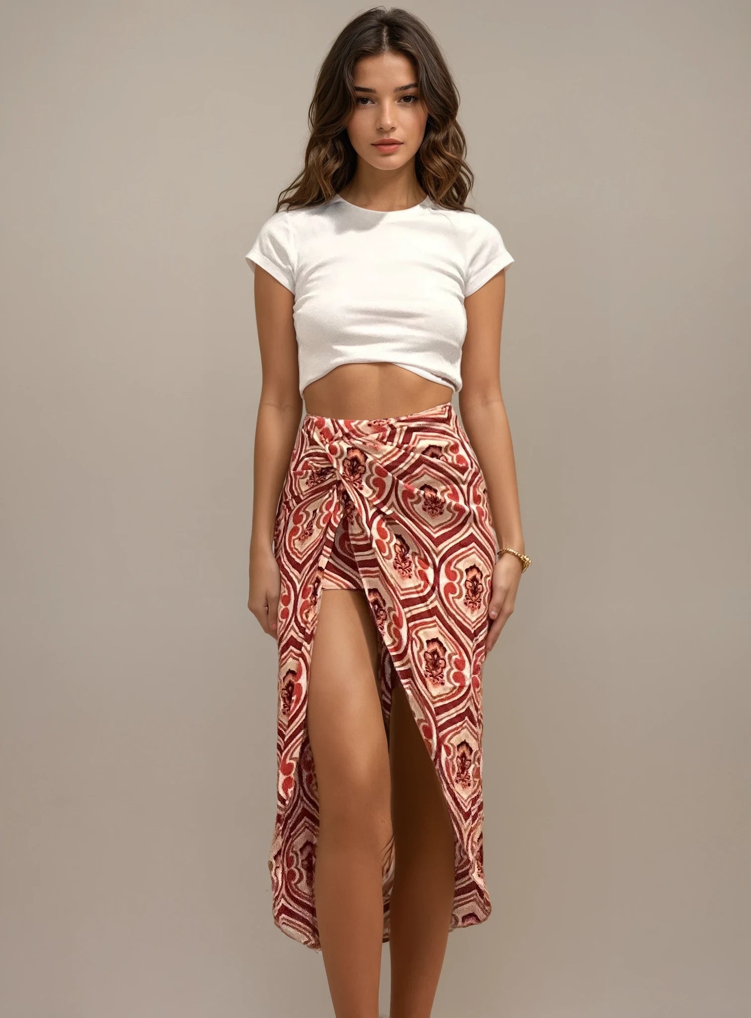 Etro Orange Printed Skirt