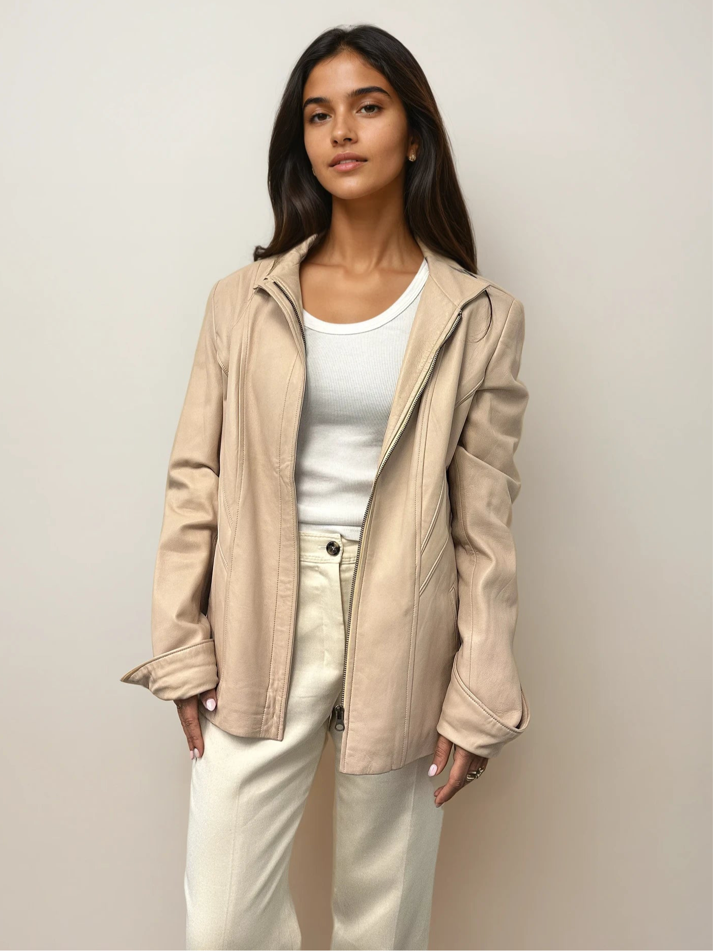 Vintage Sand Leather Jacket