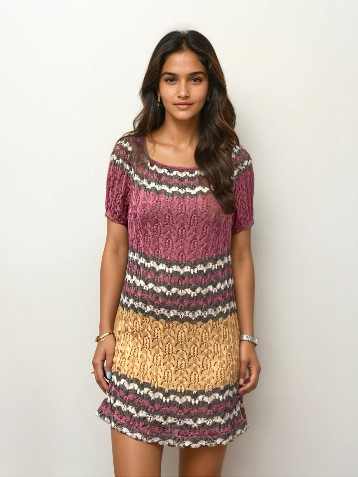 Missoni Pink and Orange Short Sleeve Mini Dress Missoni Pink and Orange Short Sleeve Mini Dress
