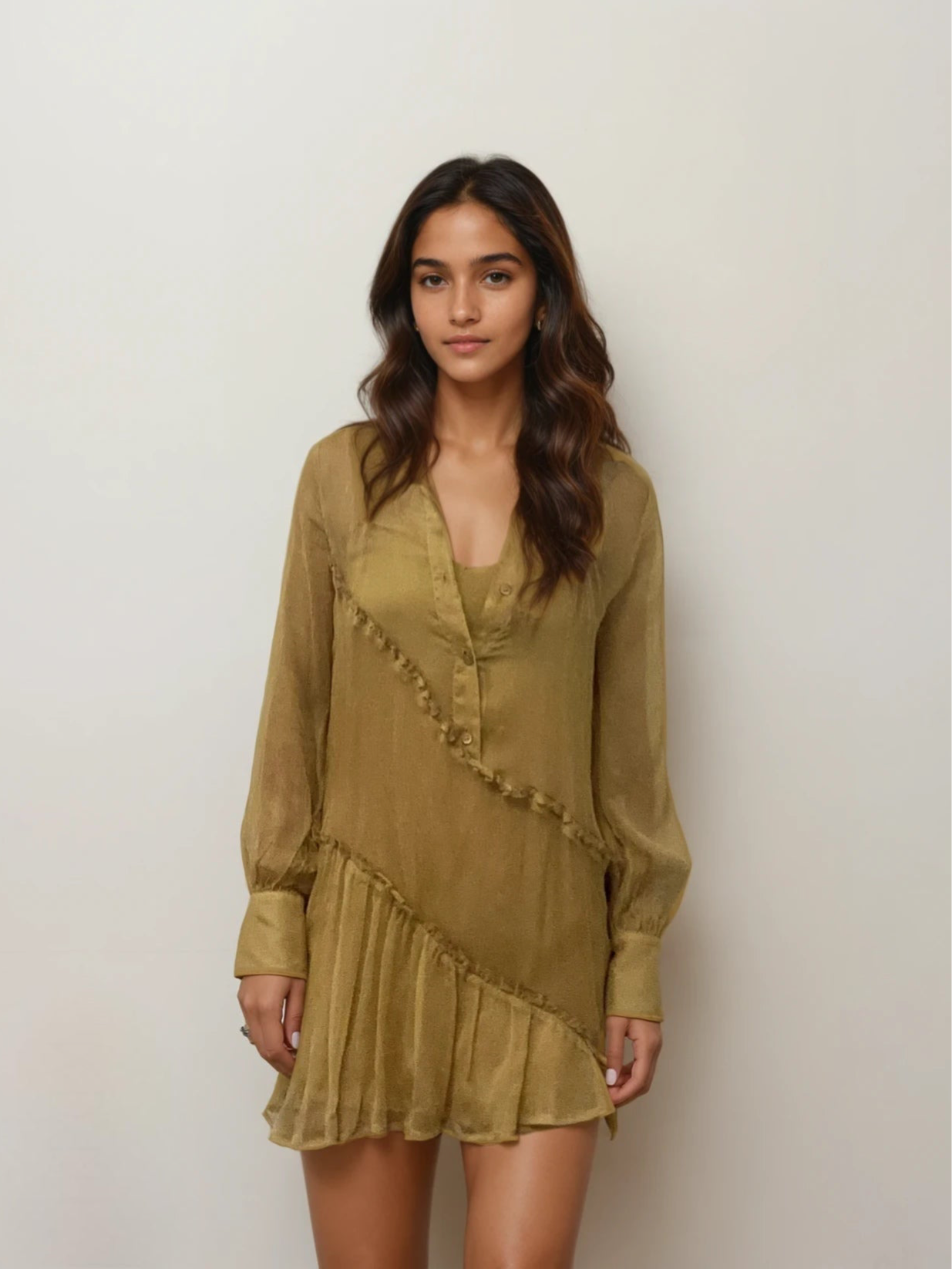 Chloe Yellow Ruffle Mini Dress