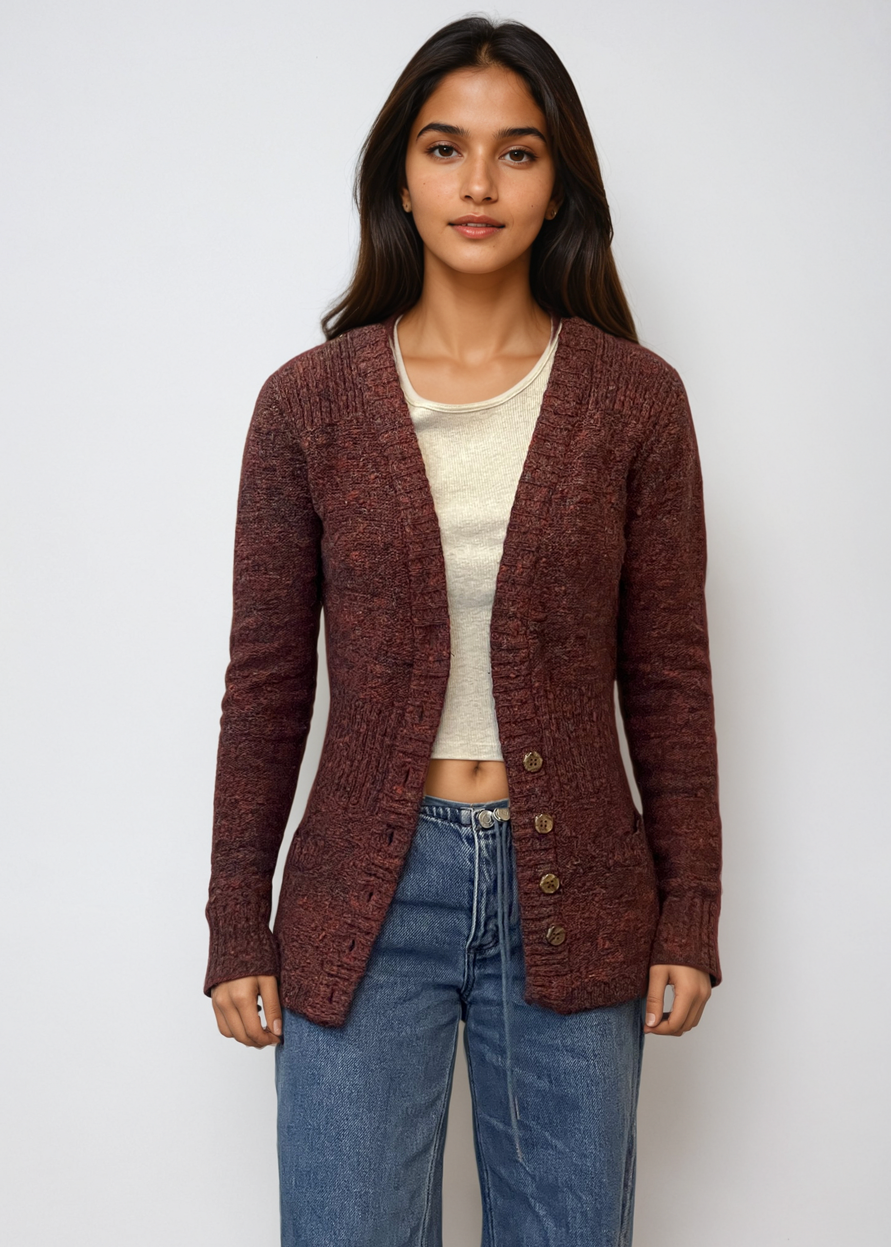 YSL Burgundy Cardigan