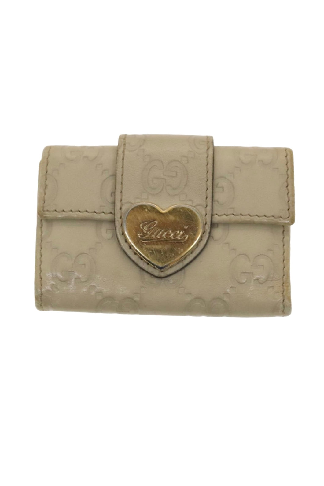 Gucci Cream Monogram Heart Wallet