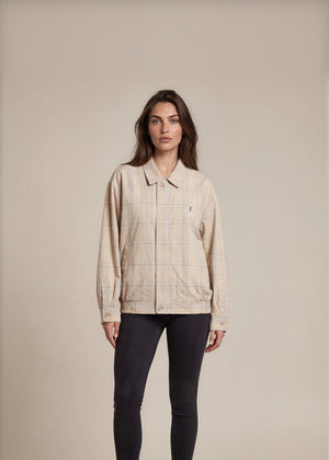 YSL Beige Checkered Harrington Jacket