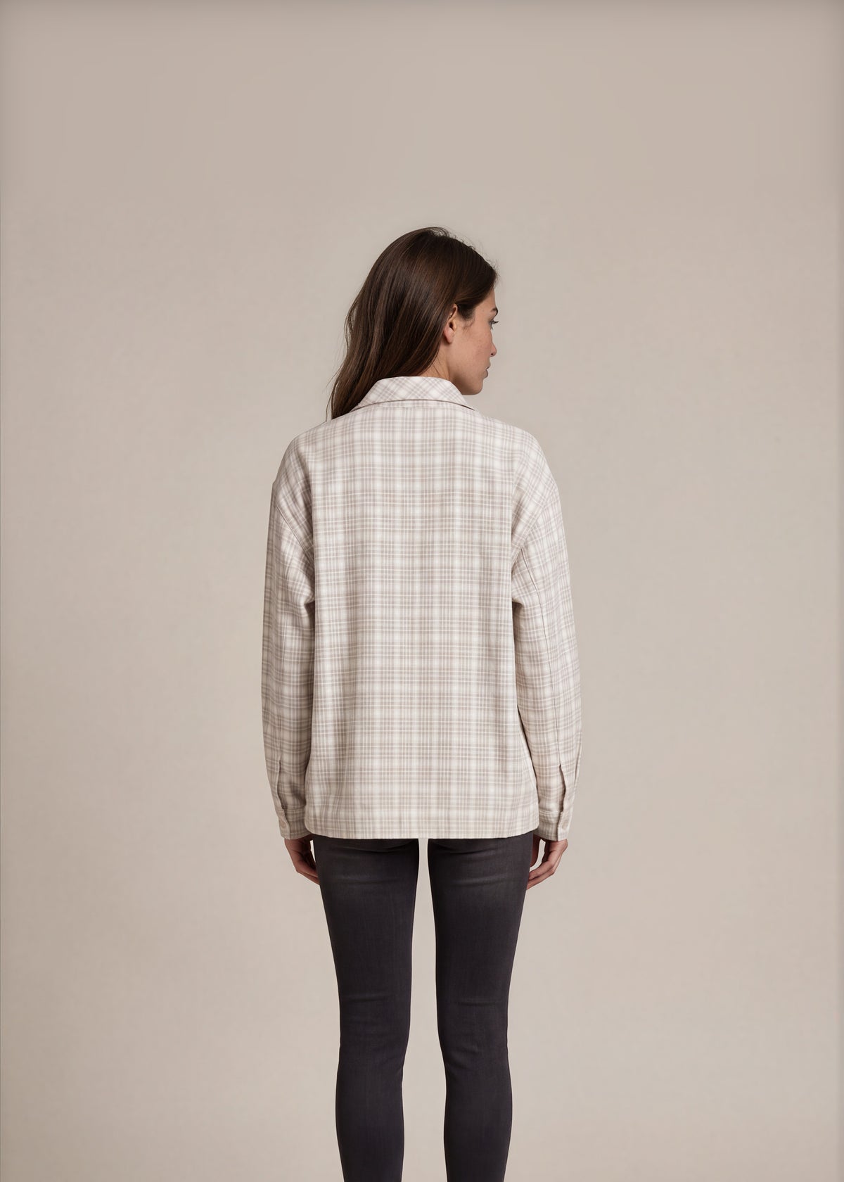 YSL Cream Checkered Harrington Jacket back