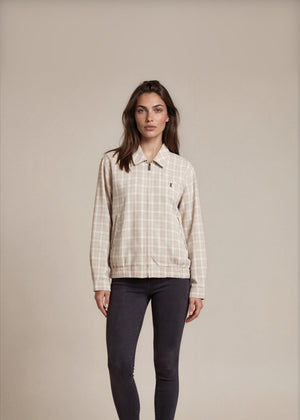 YSL Cream Checkered Harrington Jacket