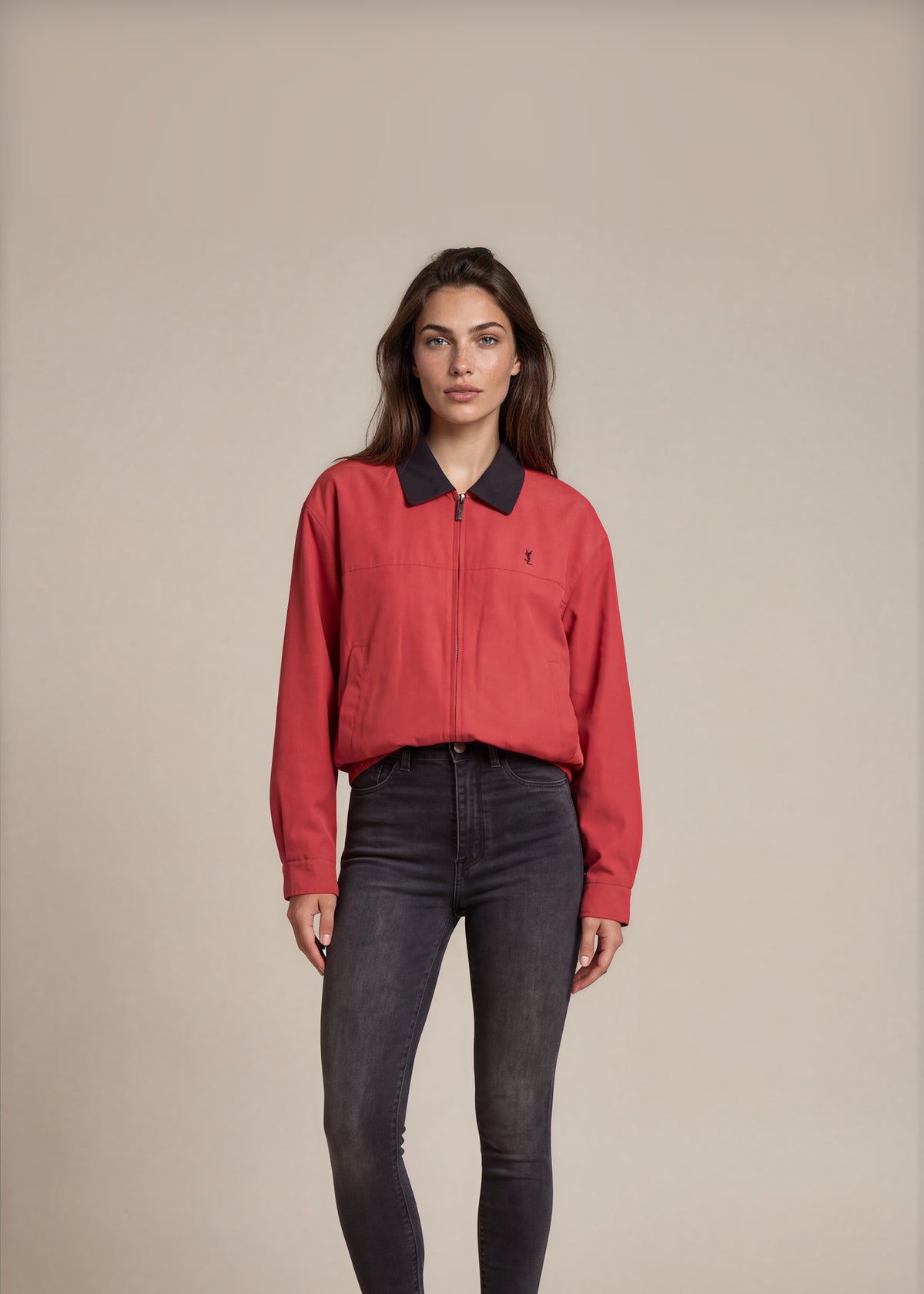 YSL Red Harrington Jacket front