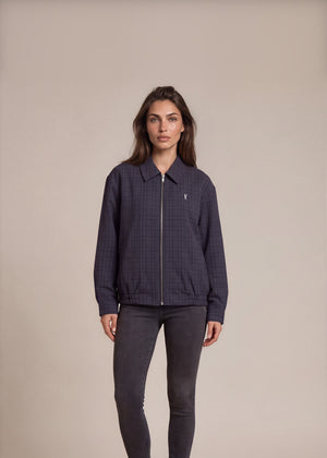 YSL Navy Checkered Harrington Jacket