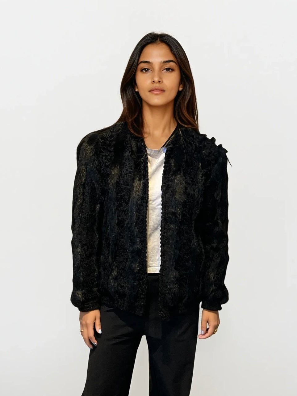 Fur Accented Black Coat