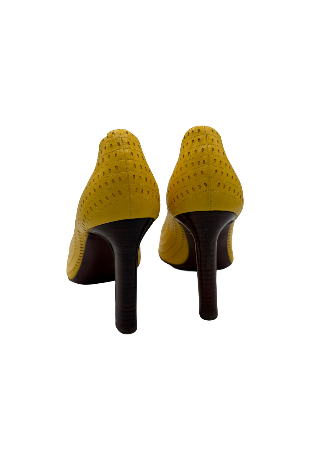 Celine Yellow Perforated Wooden Heels