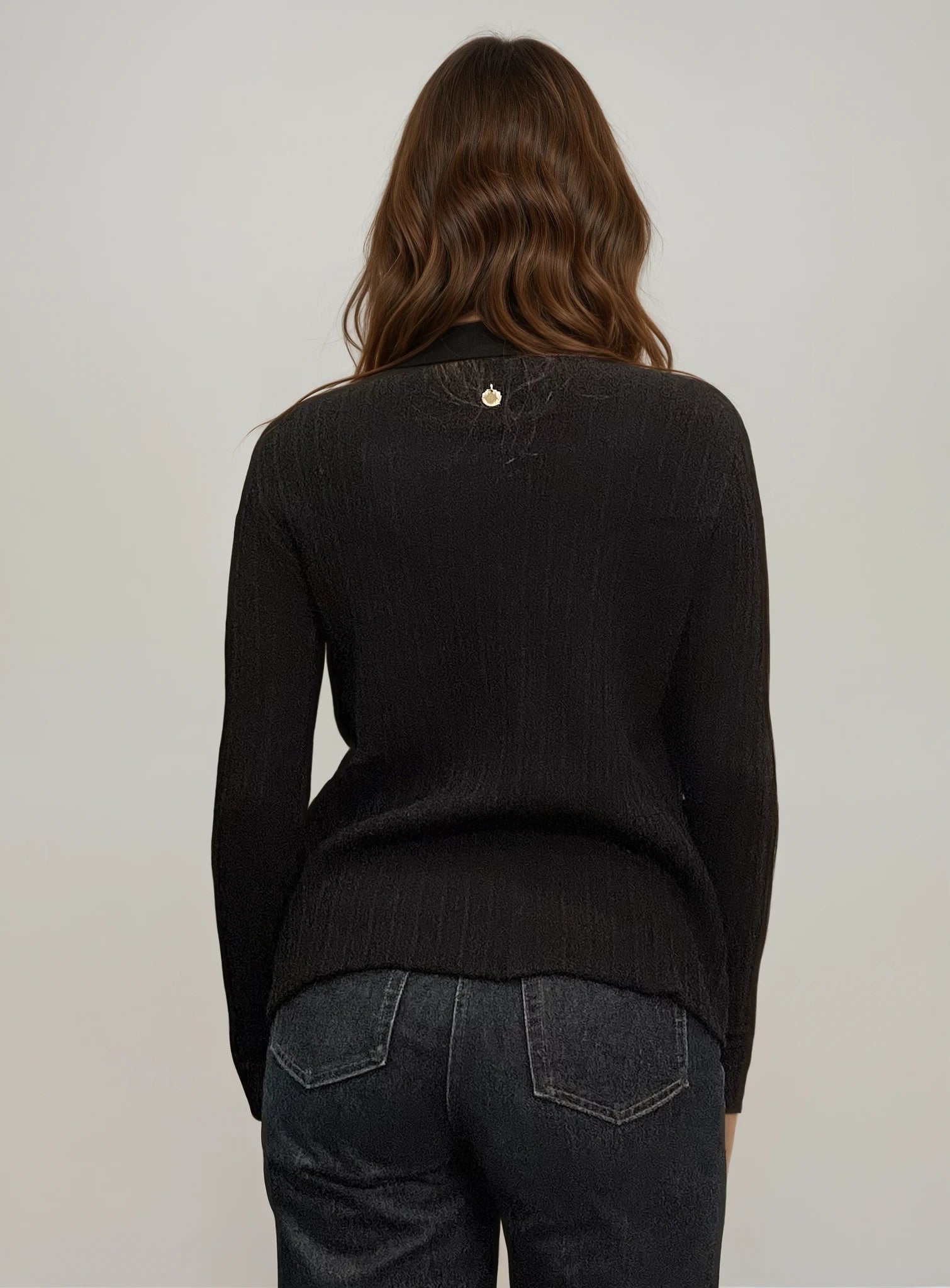 Cavalli Black Pleated Sweater Top