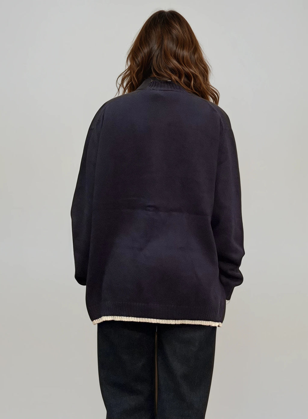 YSL Navy Zip Cardigan