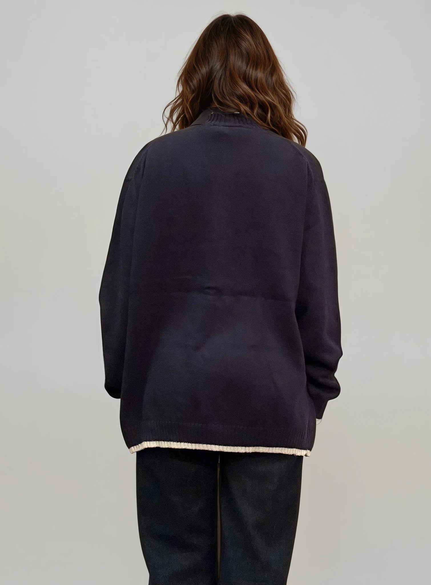 YSL Navy Zip Cardigan