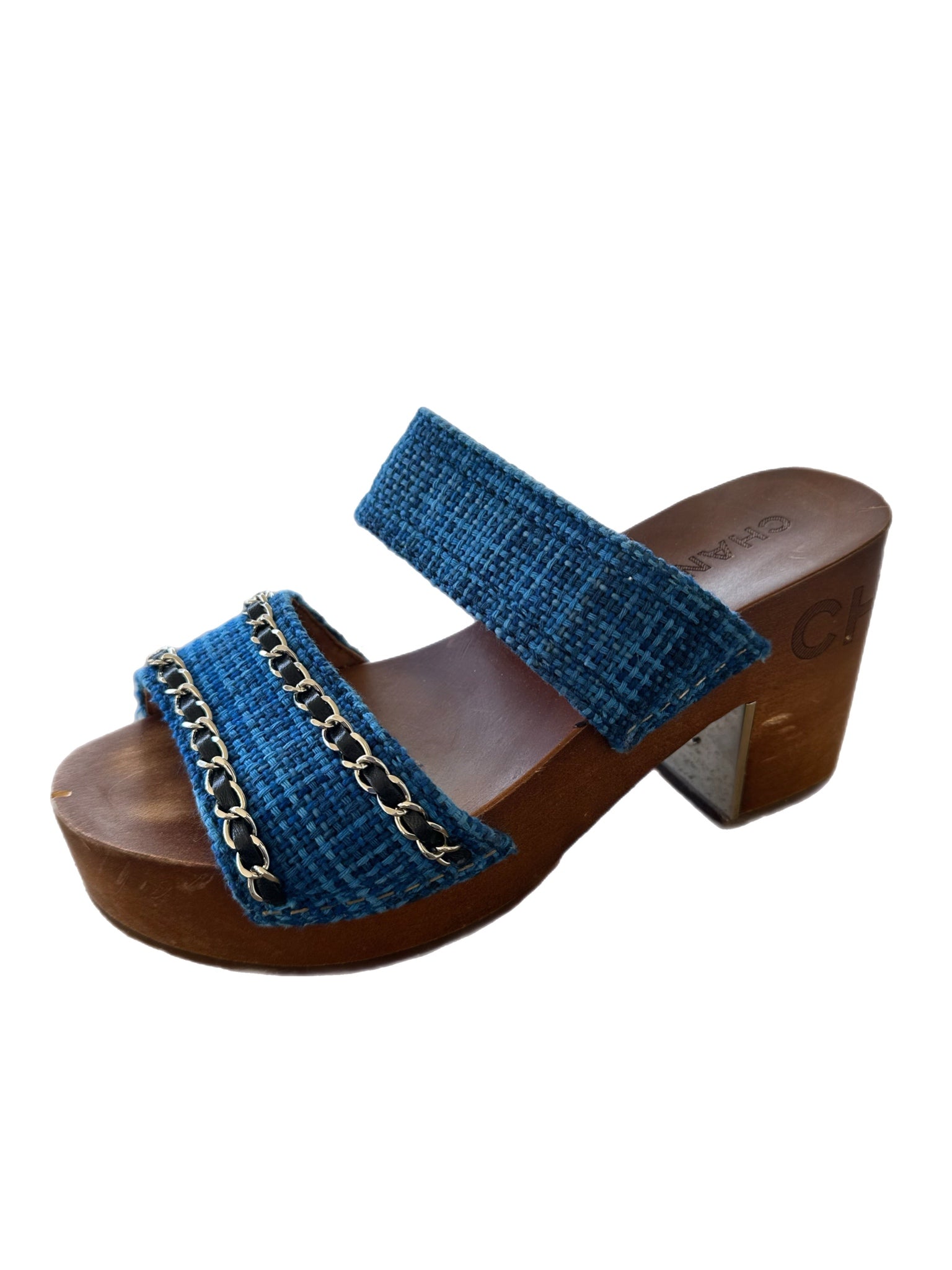 Chanel Tweed Blue Sandals