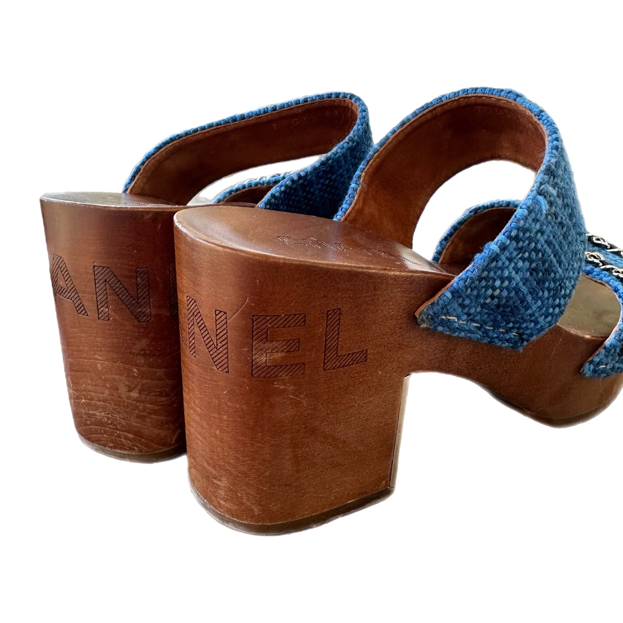 Chanel Tweed Blue Sandals