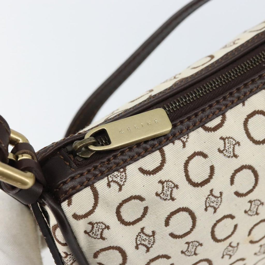 Celine White and Brown Monogram Shoulder Bag