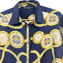 Load image into Gallery viewer, Burberry Silk Clock Button Down
