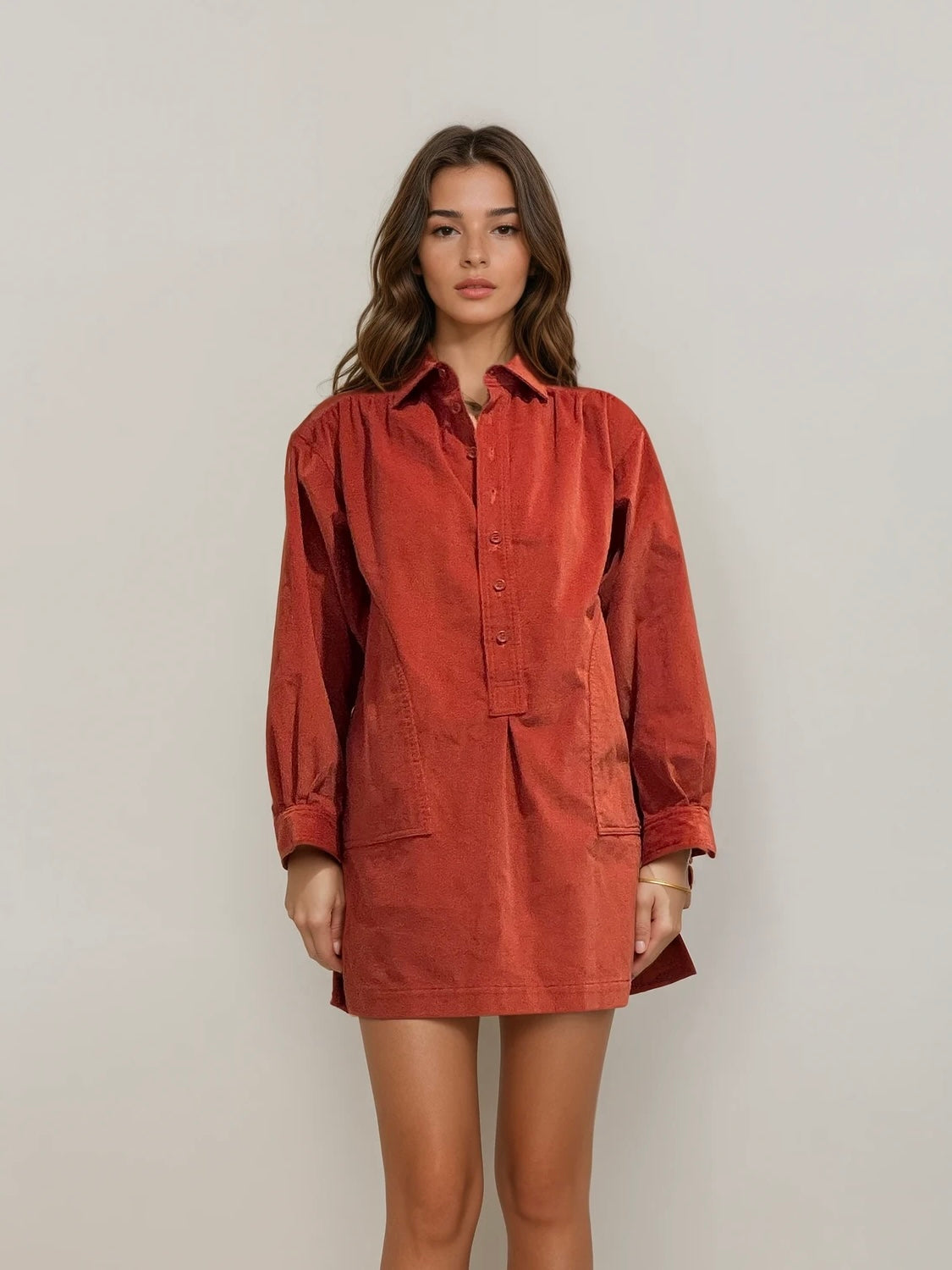 Saint Laurent Orange Corduroy Dress