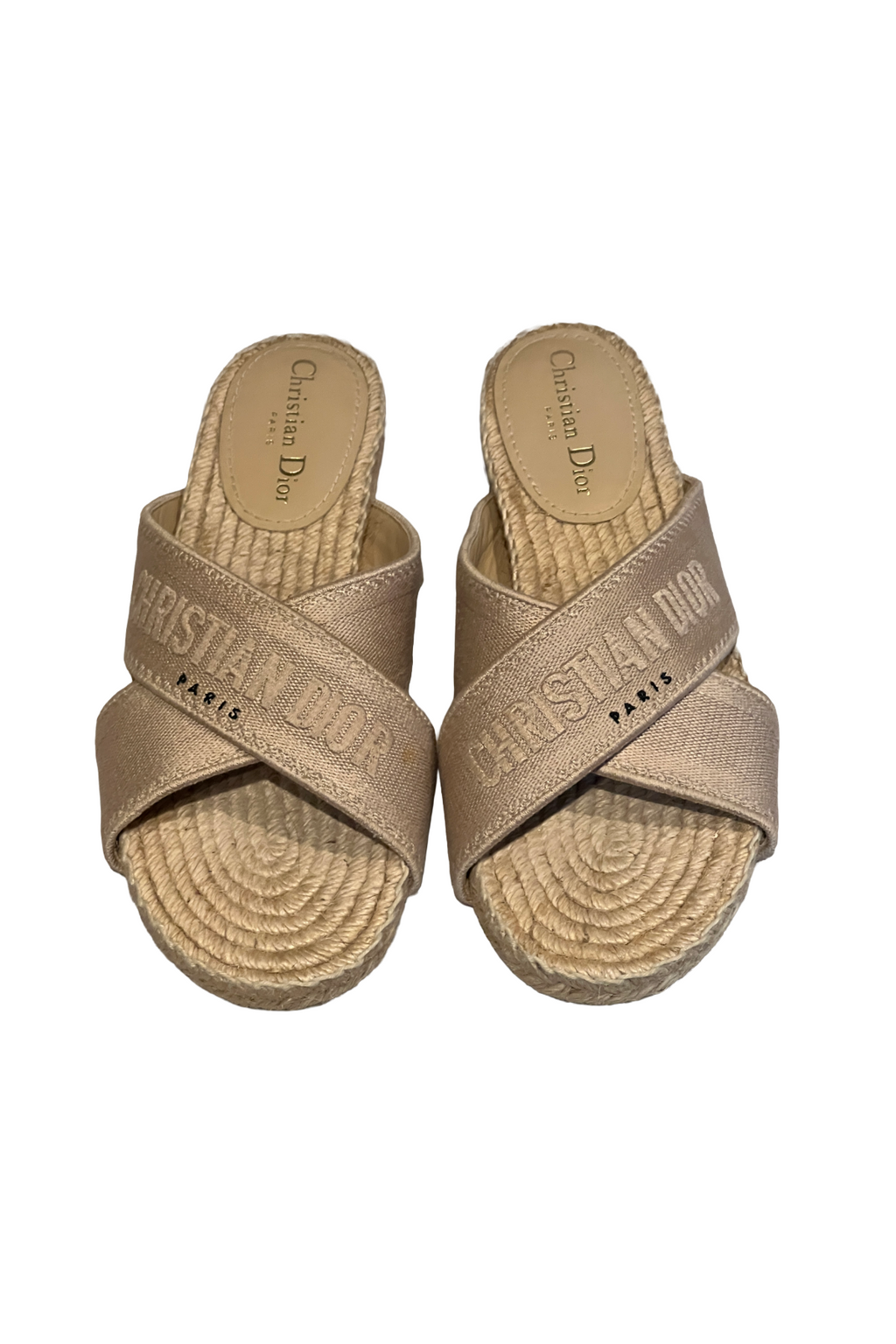 Dior Tan Raffia Slides