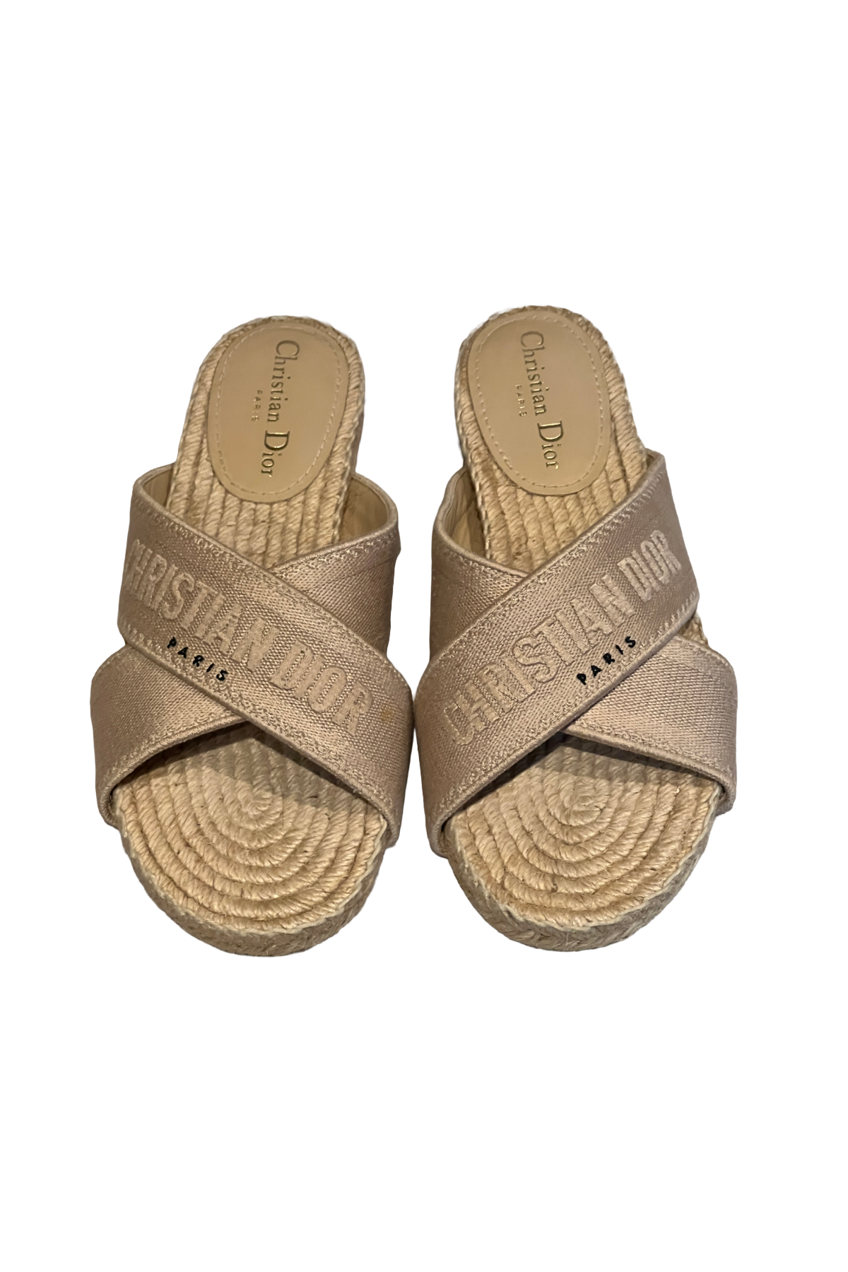 Dior Tan Raffia Slides