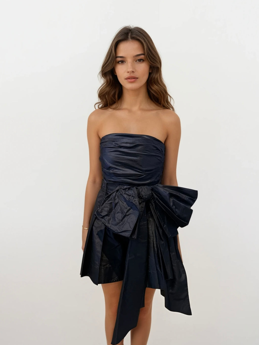 Oscar De La Renta Navy Strapless Mini Dress