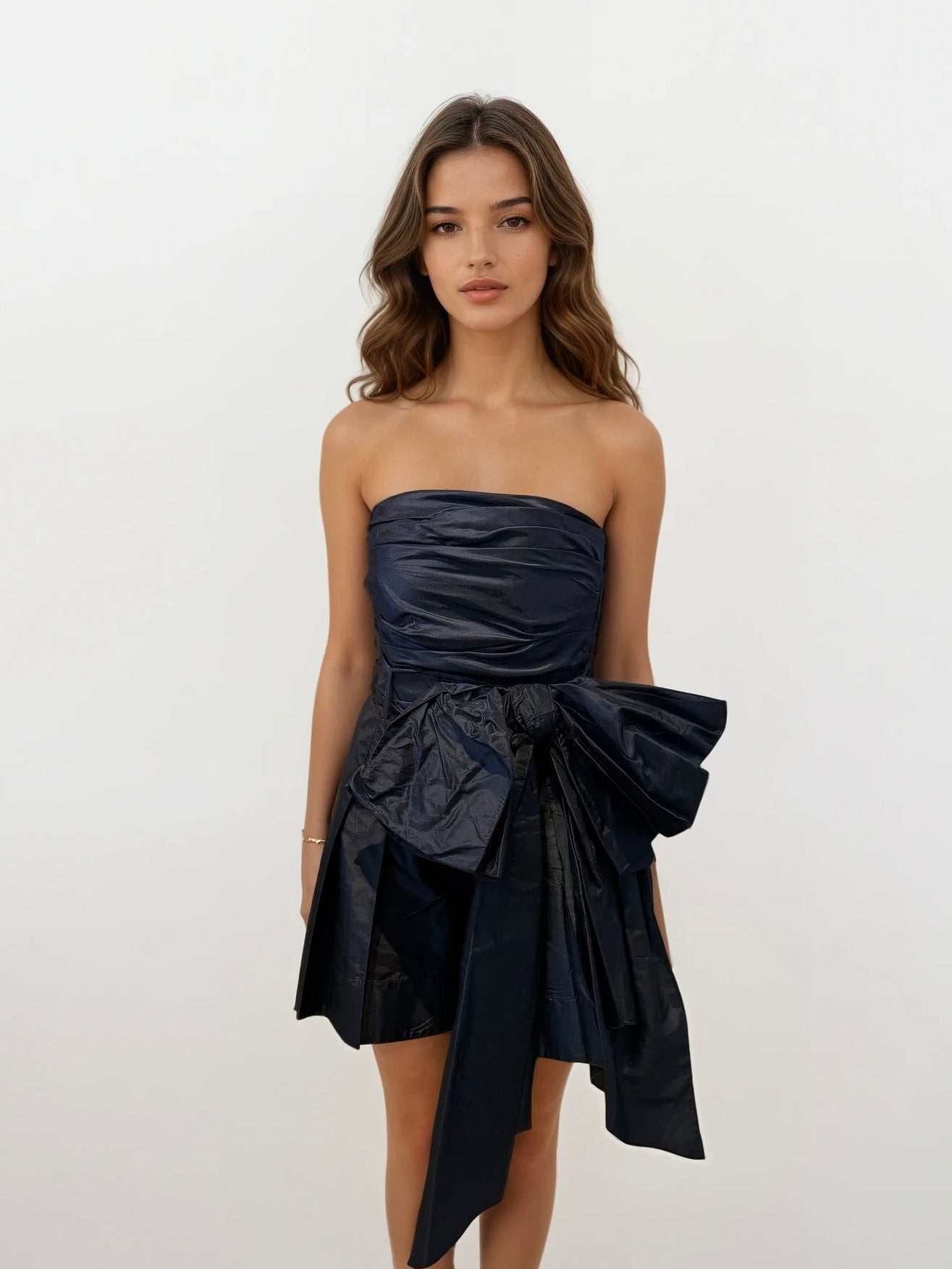 Oscar De La Renta Navy Strapless Mini Dress
