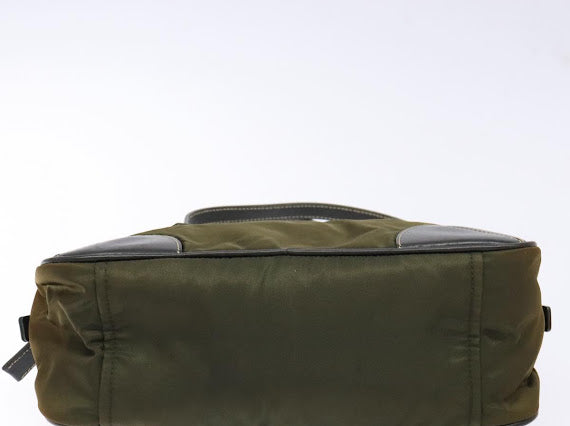Prada Green Nylon and Leather Bowler Bag