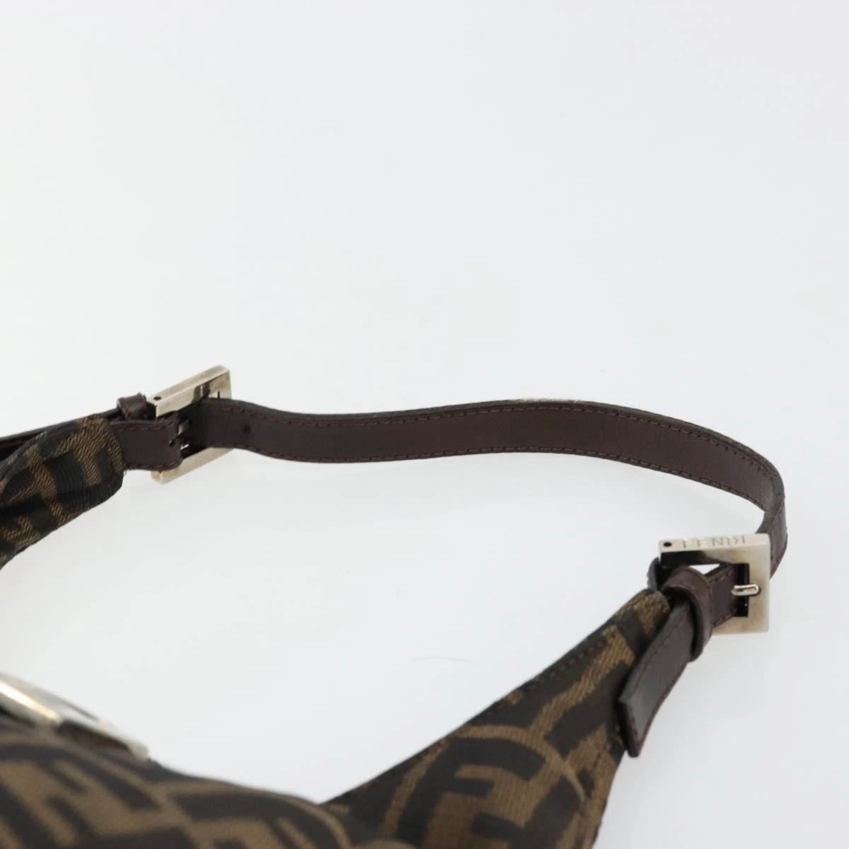 Fendi Brown Zucca Canvas Rounded Baguette