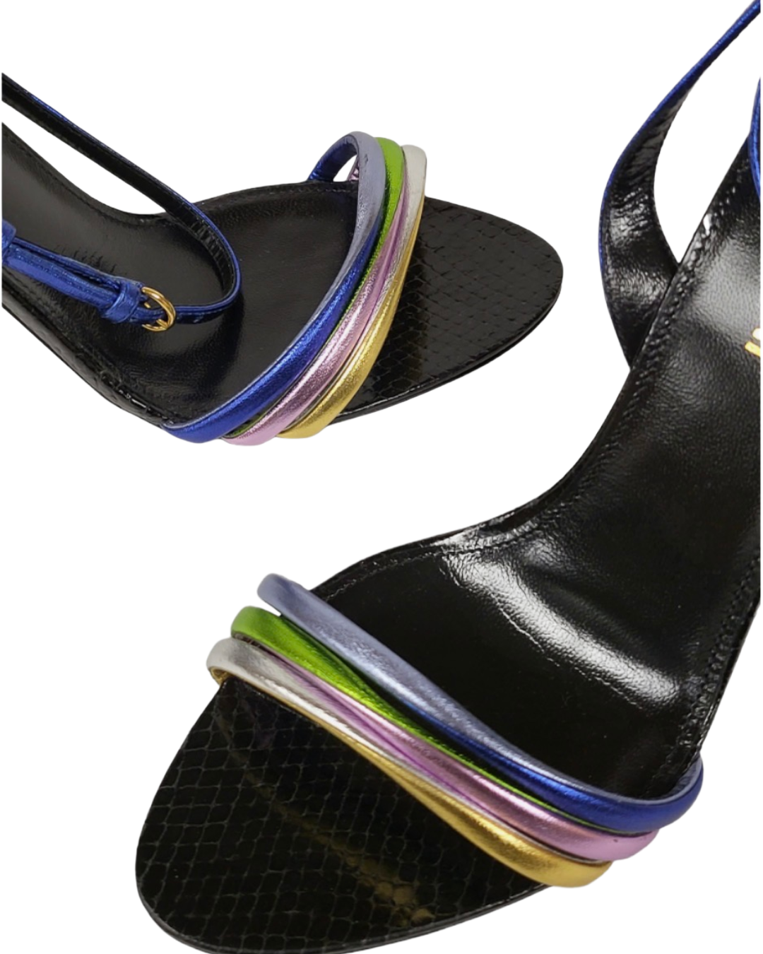 Saint Laurent Multicolor Strappy Black Heels