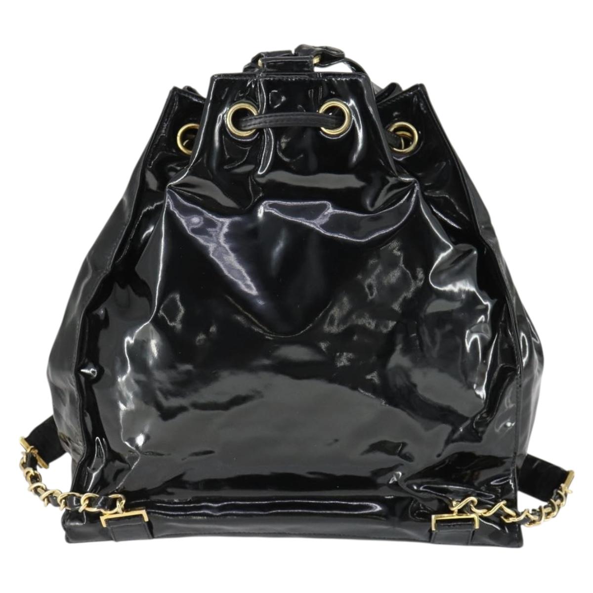Chanel Black Patent Backpack