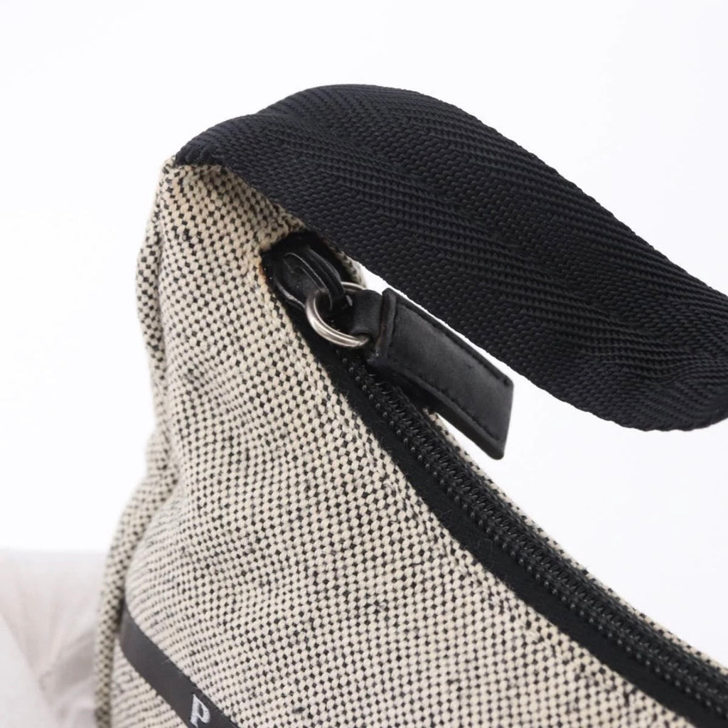 Prada Light Grey Canvas Shoulder Bag