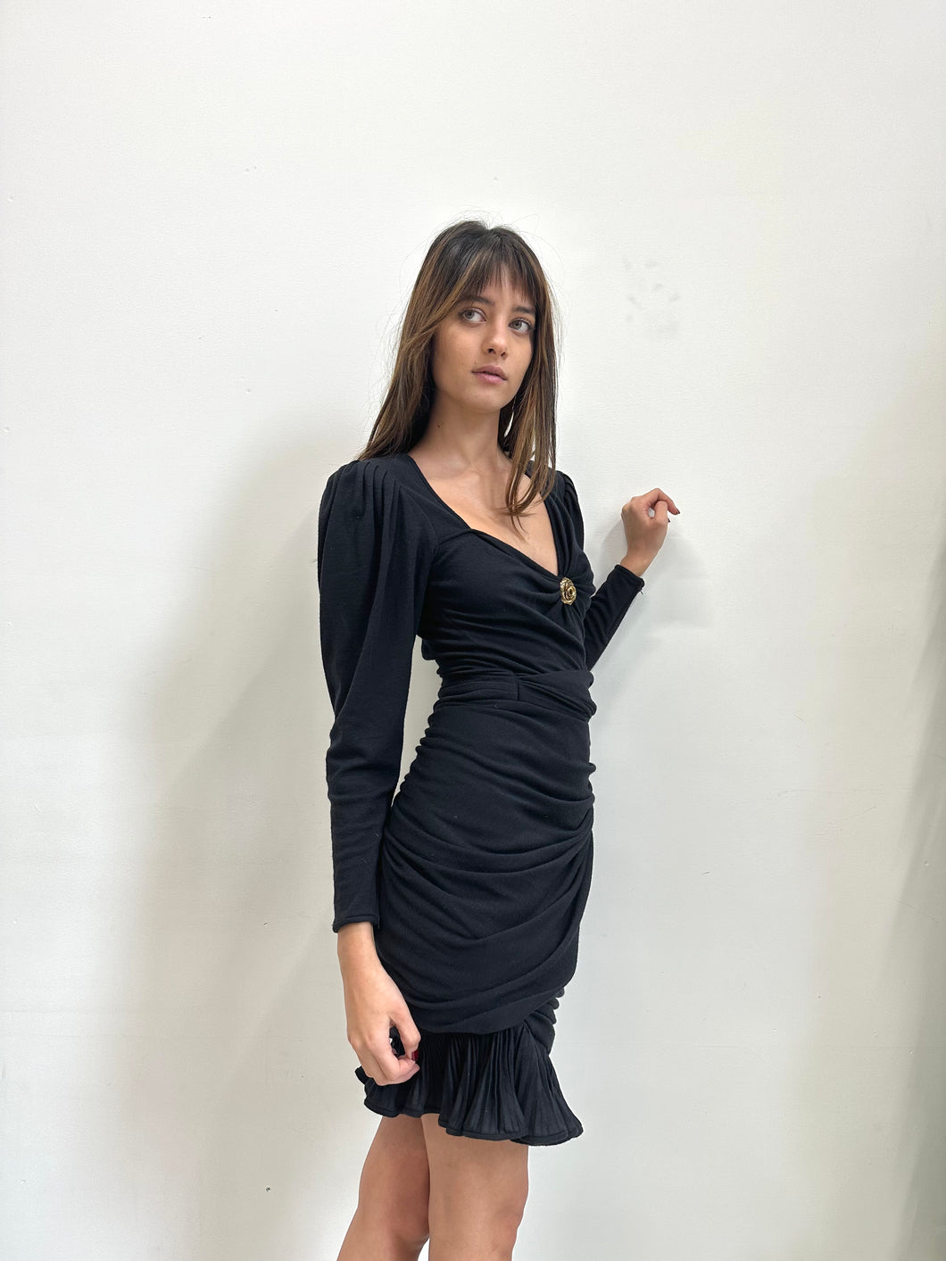 Ungaro Black Ruched Dress