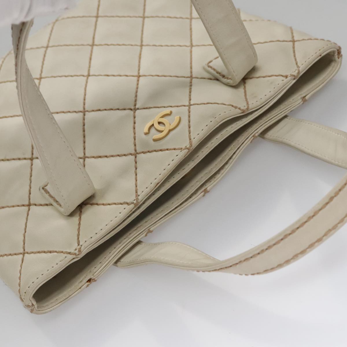 Chanel White Quilted Tote