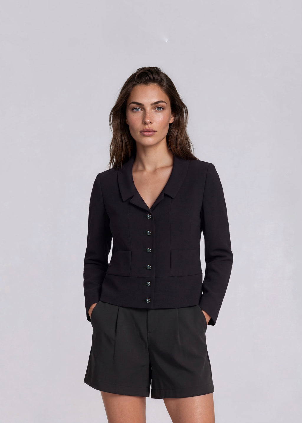 Chanel Black Flower Button Blazer
