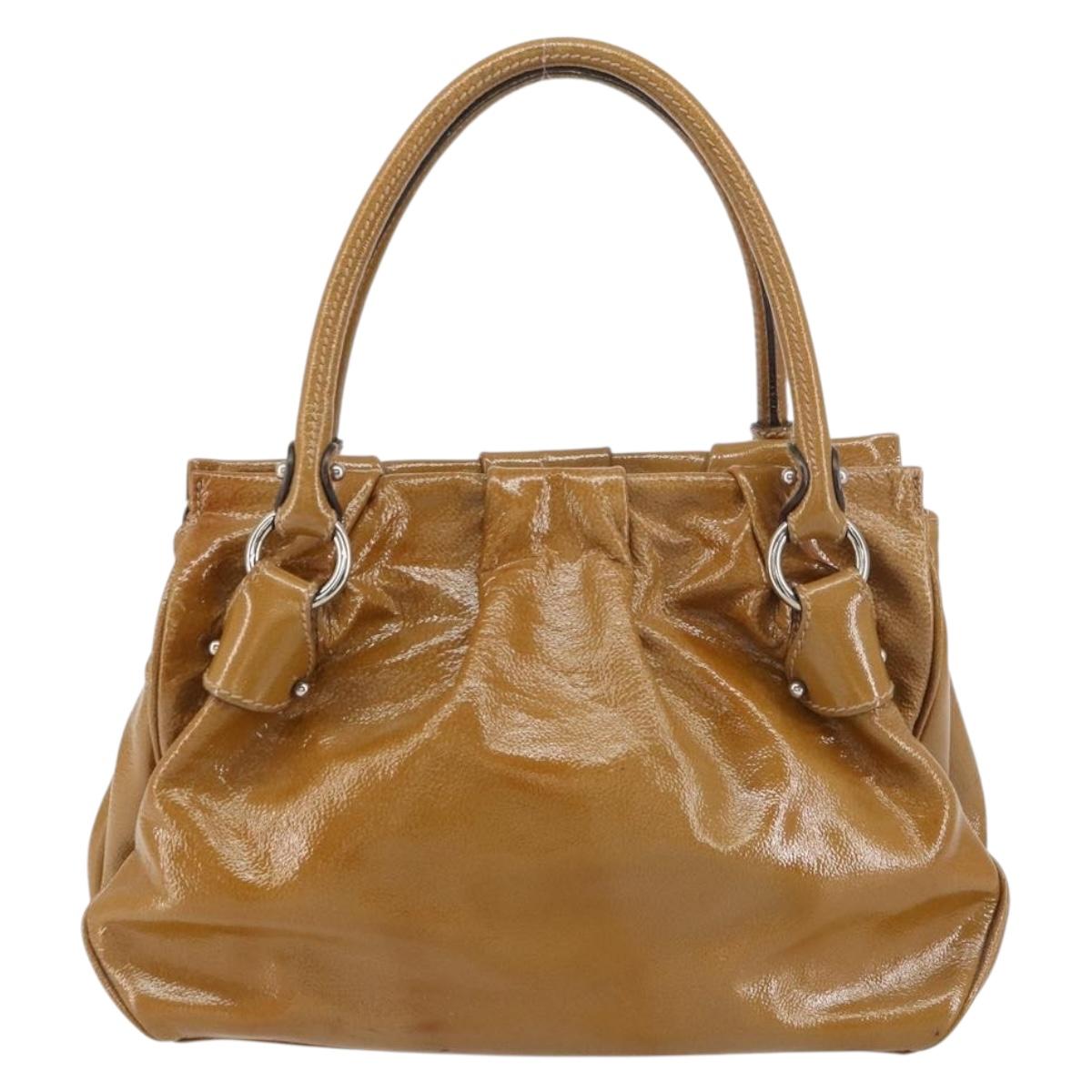 Ferragamo Tan Patent Hobo Bag