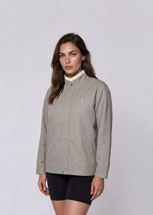 YSL Grey Windbreaker Bomber with White Trim
