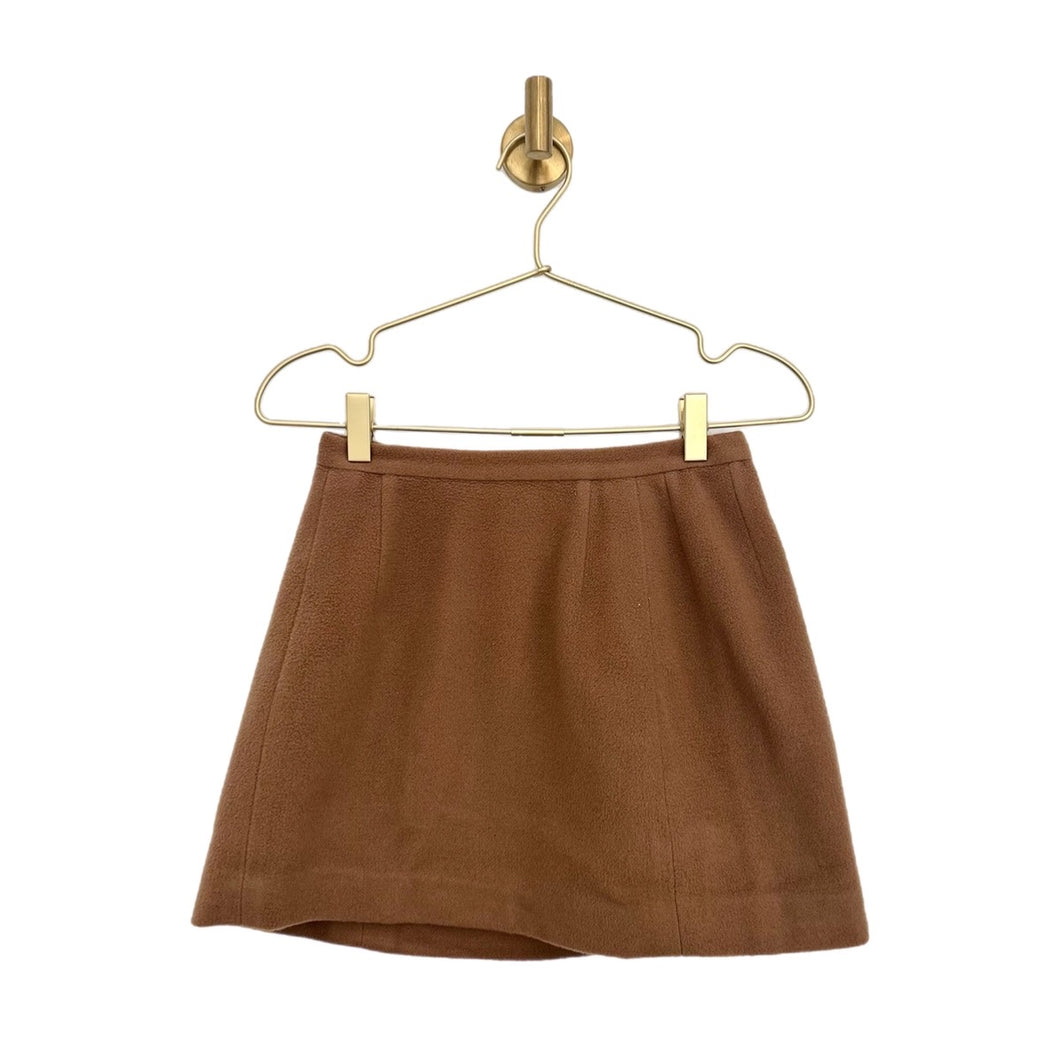 Camel Fleece Mini Skirt