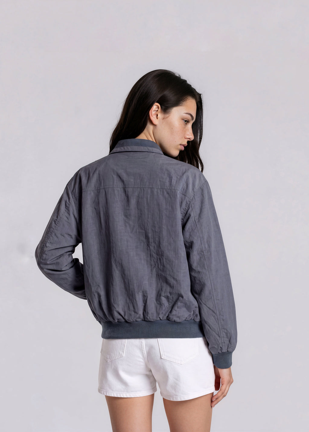 YSL Washed Blue Knit Detail Bomber