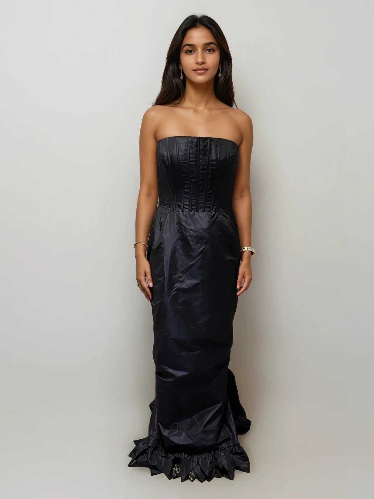 Oscar De La Renta Navy Corset Dress
