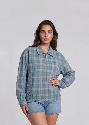 YSL Turquoise Plaid Bomber