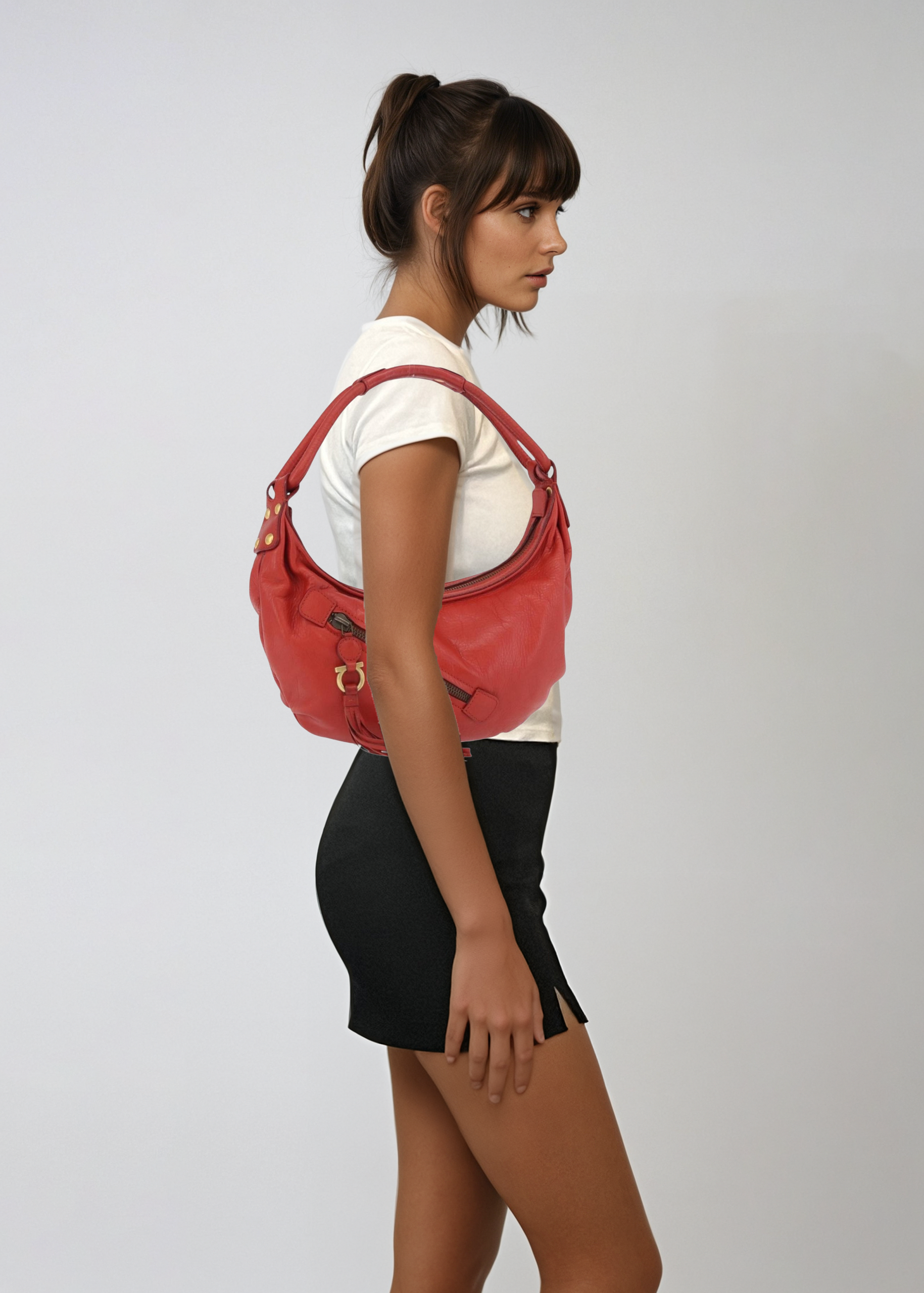 Ferragamo Red Leather Hobo Bag
