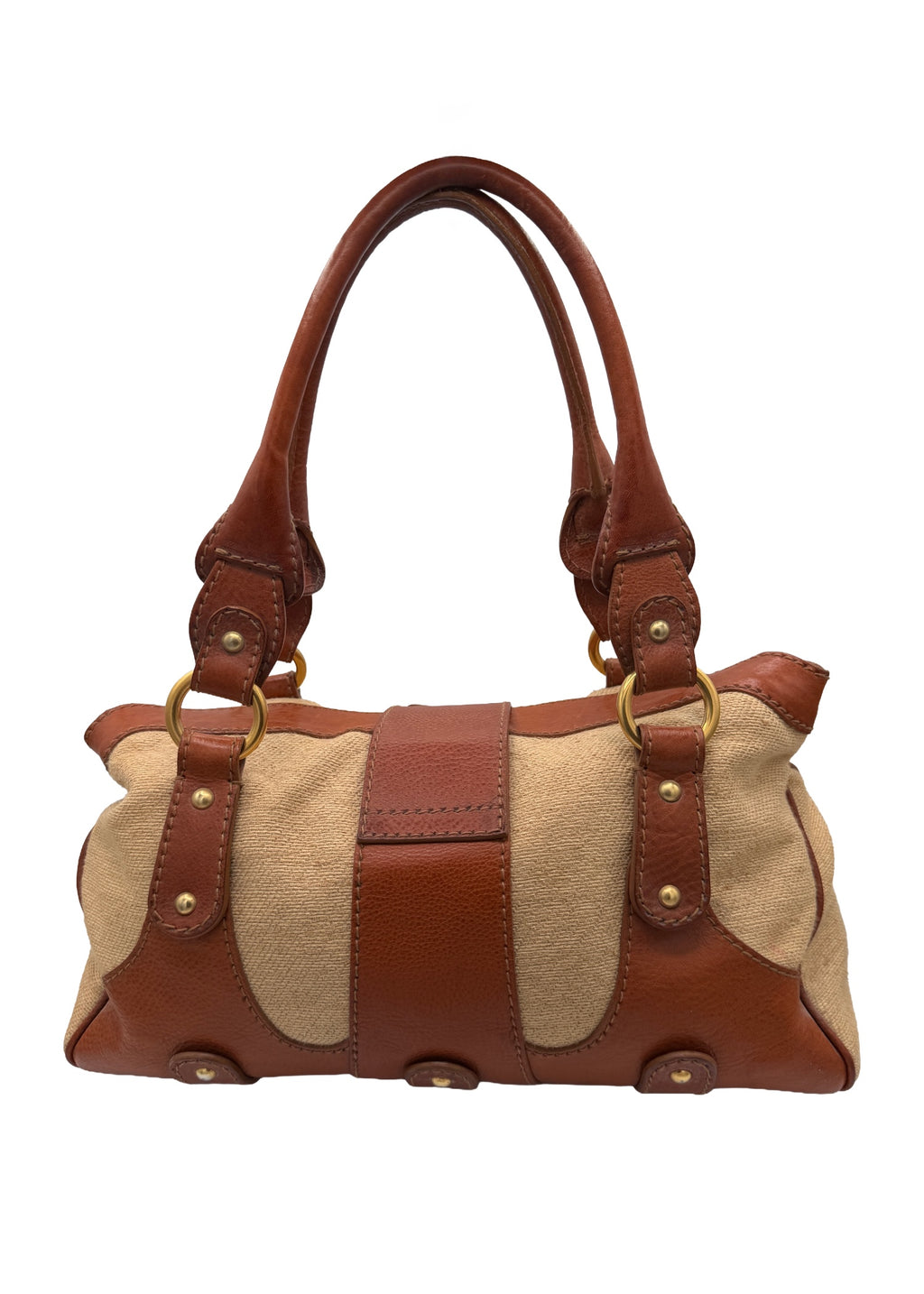 Valentino Tan Leather and Raffia Handbag