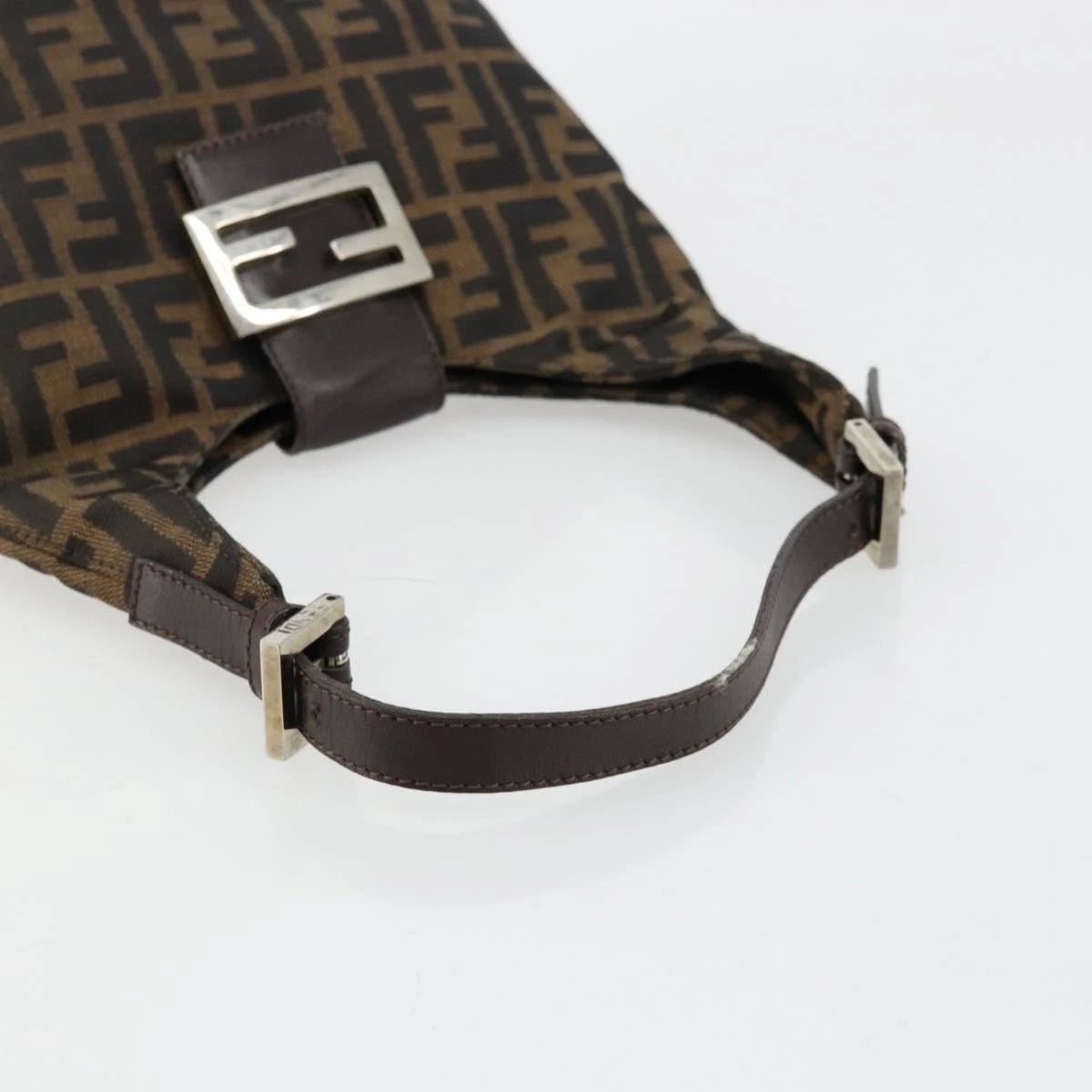Fendi Brown Zucca Canvas Rounded Baguette