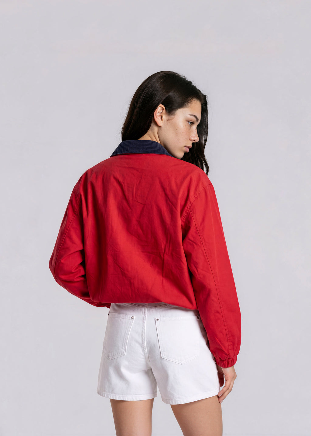 YSL Red Bomber with Navy Collar