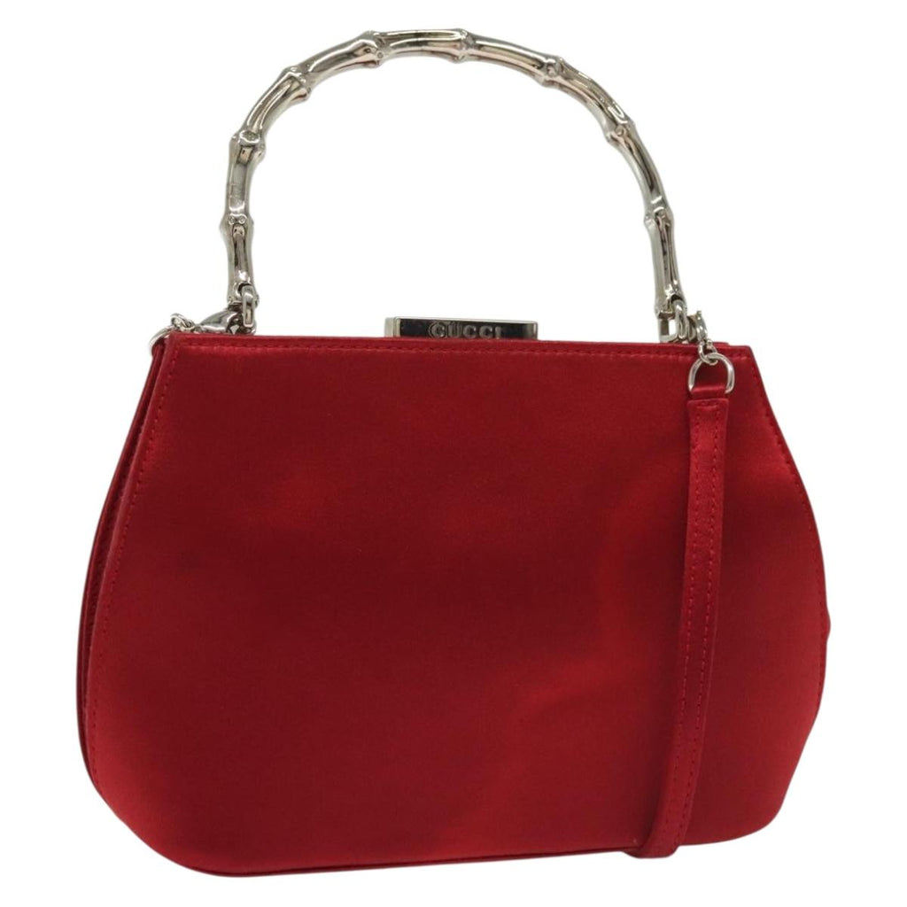 Gucci Red and Silver Bamboo Evening Bag