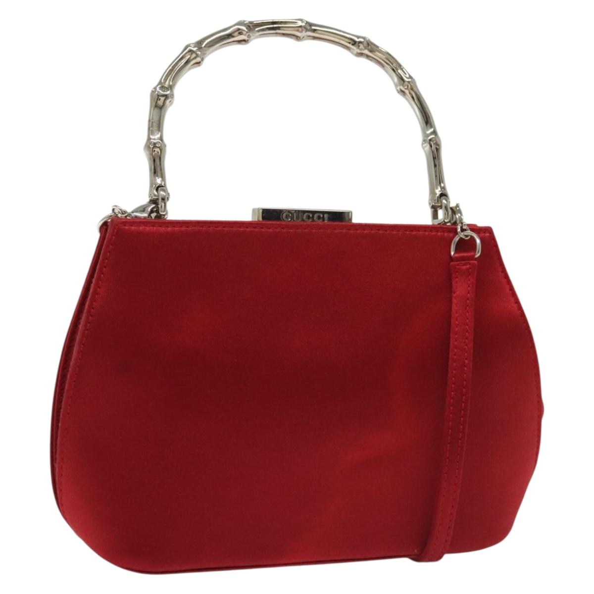 Gucci Red and Silver Bamboo Evening Bag