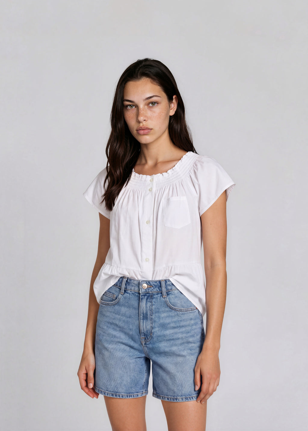 Valentino White Button Blouse